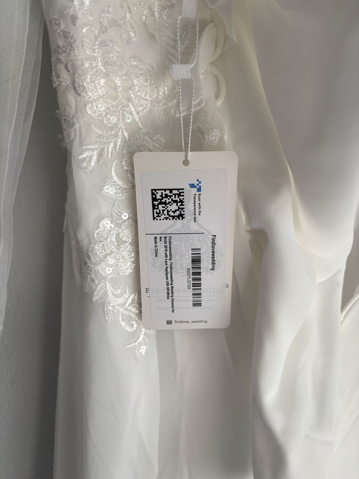 Findlovewedding size 4 bridal off White A-line Lace Wedding Dress 3/4 sleeve NWT