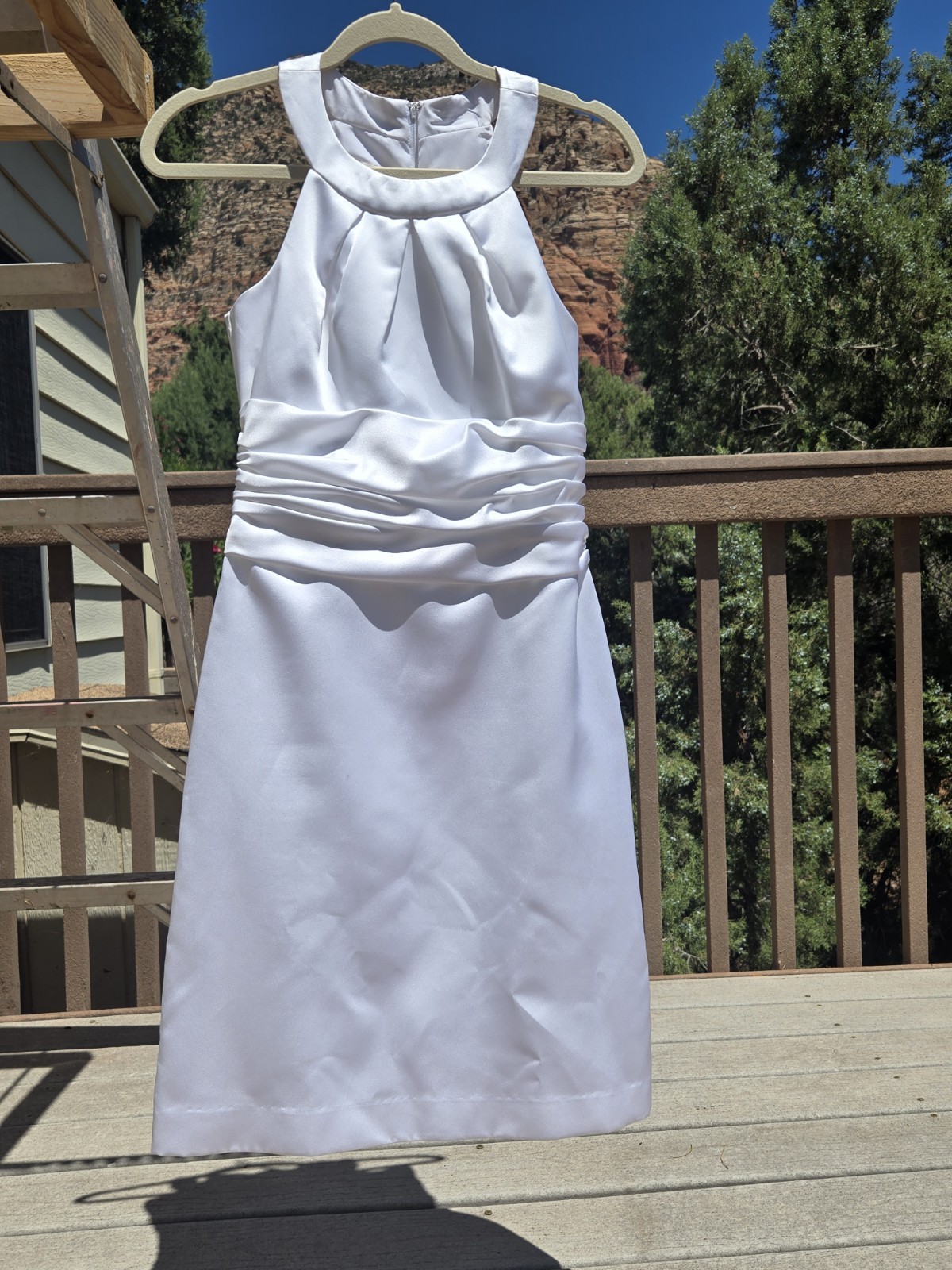 David’s Bridal White Short Causal Wedding Dress Size 4 high neck