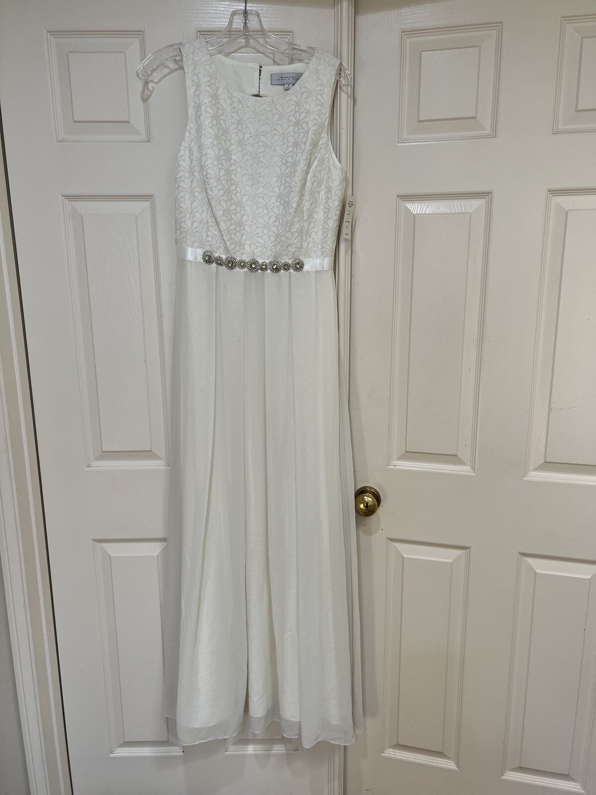 Tahari 2 PIECE White Metallic DRESS & JACKET MOTHER OF BRIDE FORMAL COCKTAIL 4