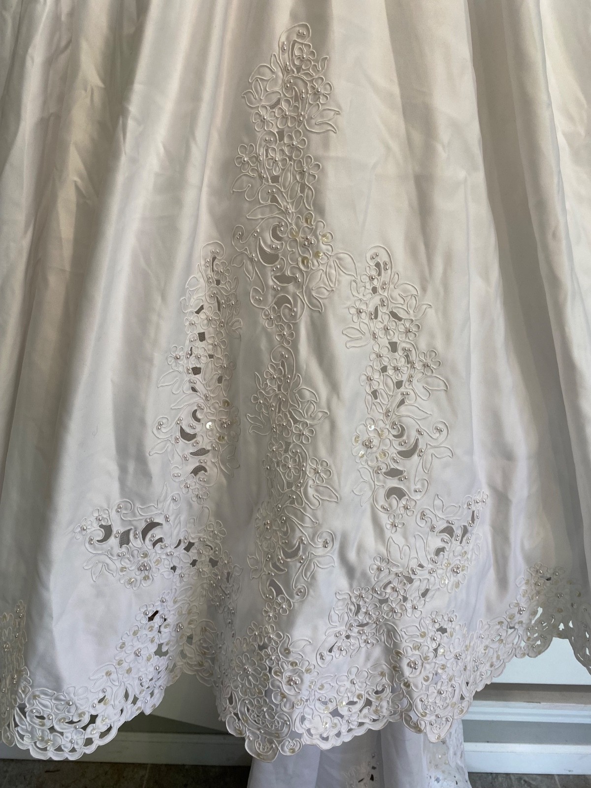 Wedding Dress Sweetheart Gowns Sz o6 White Beaded Sequins Detachable Train BOW!