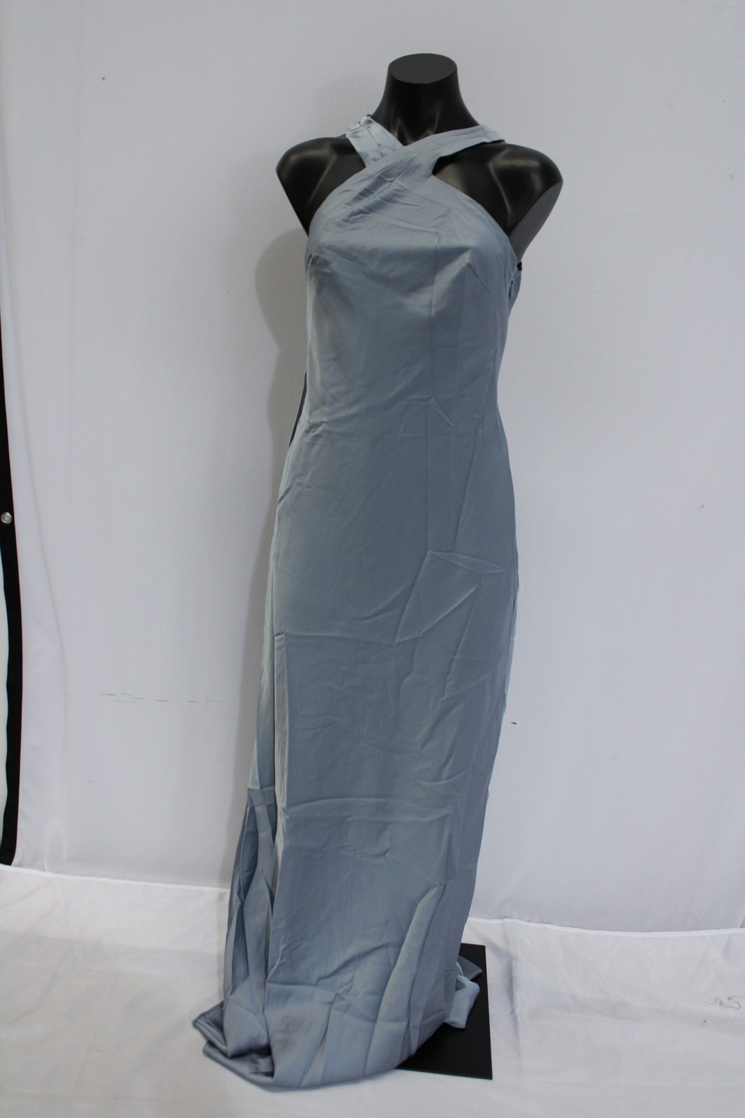 Azazie Womens Doretta Mermaid Pleated Stretch Satin Dress AP2 Dusty Blue Size:A2