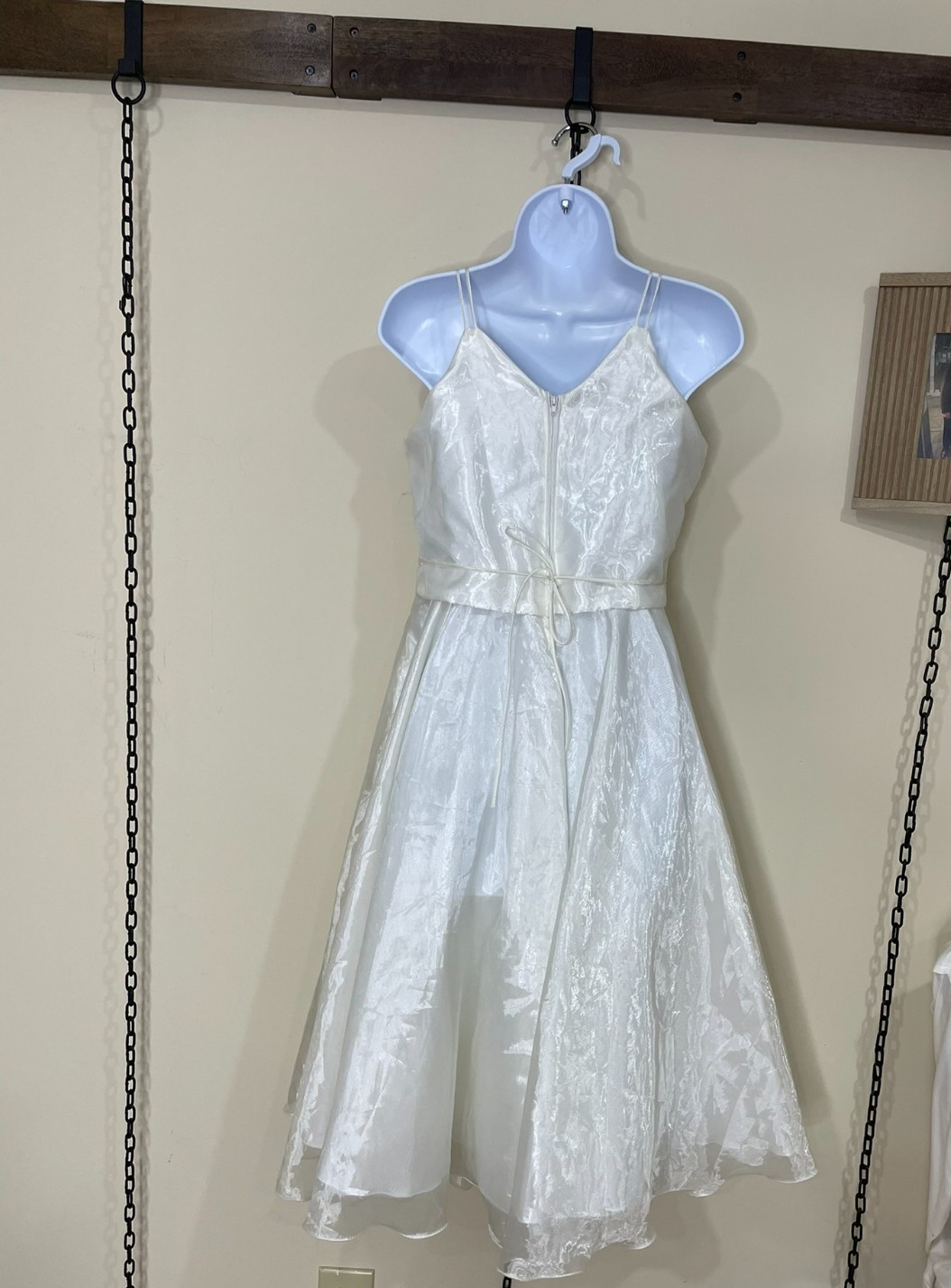 Vintage 90s Y2K Size 0/2 Wedding Dress Tea Length Teen Ivory White Basque Waist