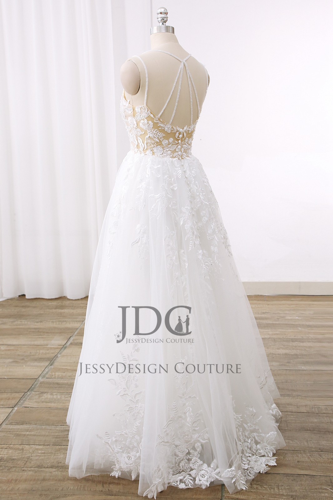 Airy glitter lace wedding dress wedding dress custom made 32-60 straps