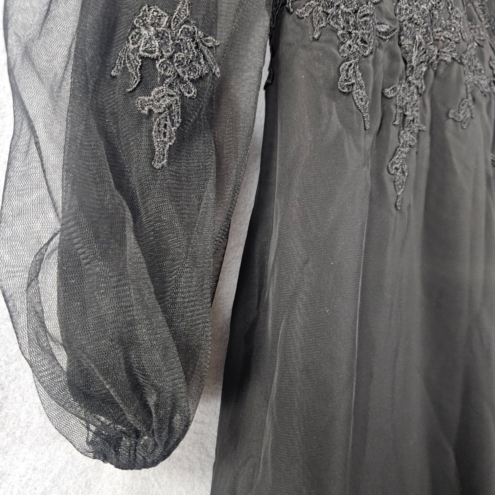 New Black Wedding Dress Sz 10 Off Shoulder Maxi Slim Lace Applique Goth Witchy