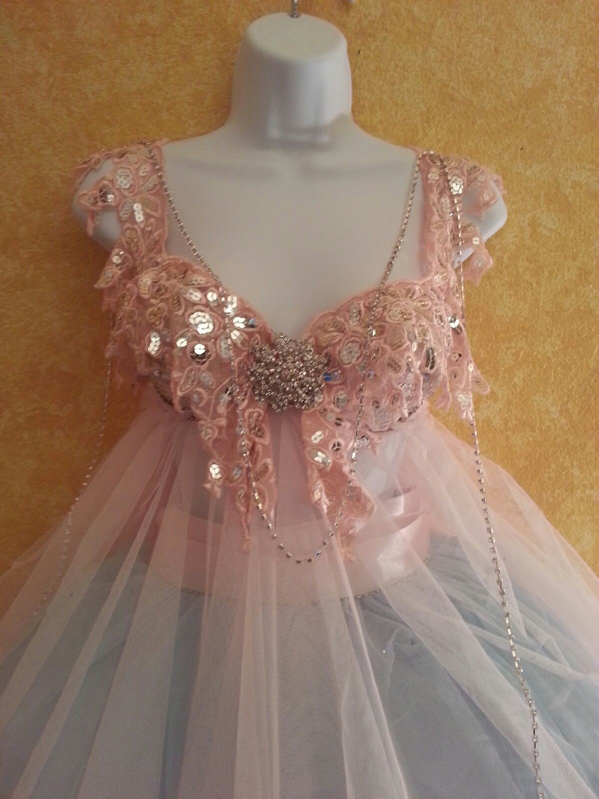 Rainbow Princess Pink Blue White Sequin Crystal Tulle Tutu Bridal Ballgown