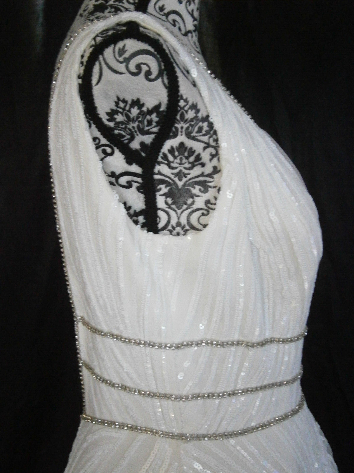 Ashley & Justin Wedding Dress 12 Ivory A-Line Tulle White Sequins Crystals WOW