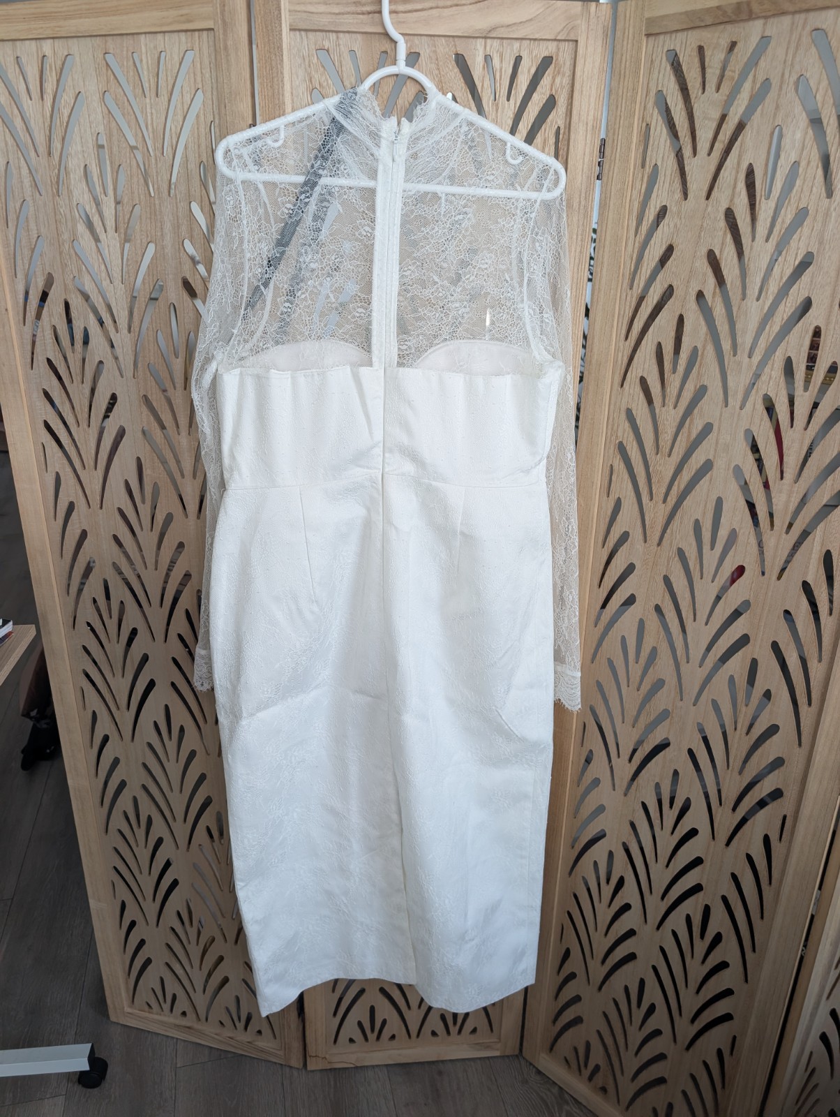 NWT Wedding Six Stories Lace Sleeve Midi Dress White Size 12