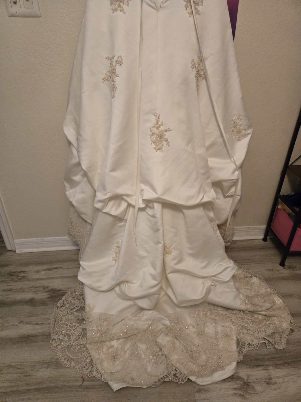 Oleg Cassini Wedding Dress Sz 12 CE239 Ivory/champagne Strapless Lace Embroidery