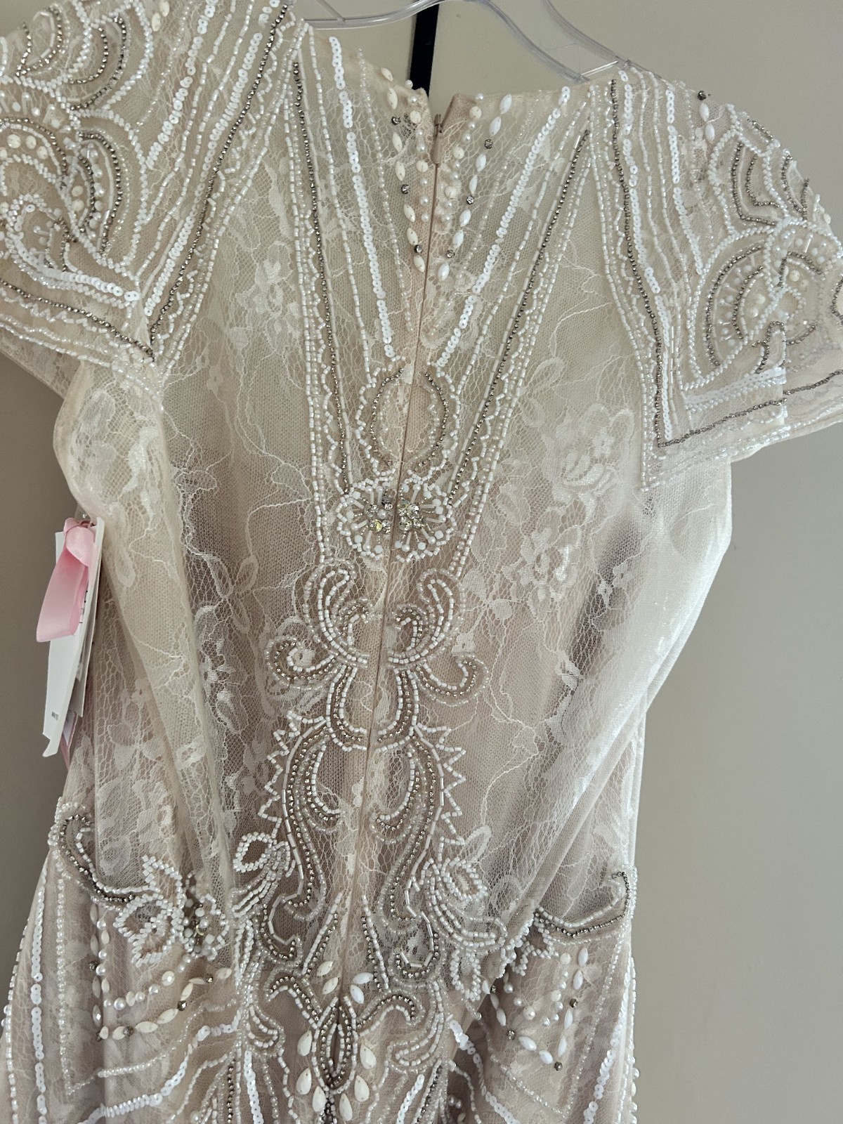 NWT Madeline Gardner Art Deco Beaded Gown – Size 18 Champagne Nude Formal Bridal