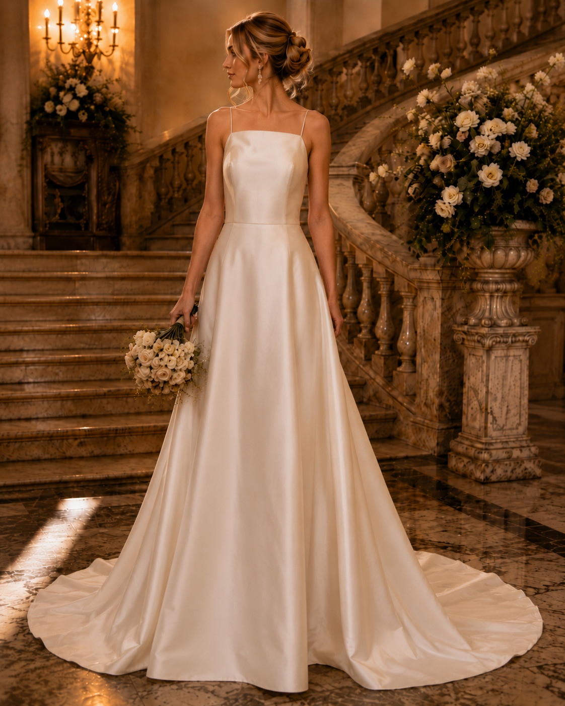 Casablanca Wedding Dress Gown 18 Beige “Sand” Draped Side Illusion Tall 67″