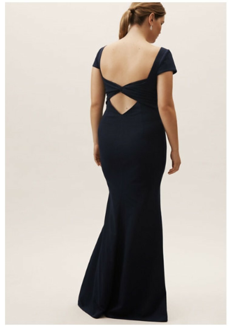 BHLDN Madison Maxi Dress Gown by Katie May Size 20W Navy Blue $280