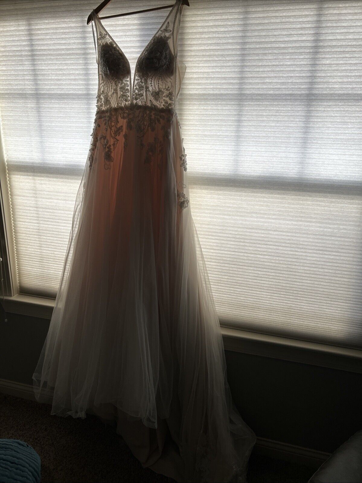 Essence Of Australia Wedding Gown 3D appliqué Tulle Pink D3151 Dress Nude 12