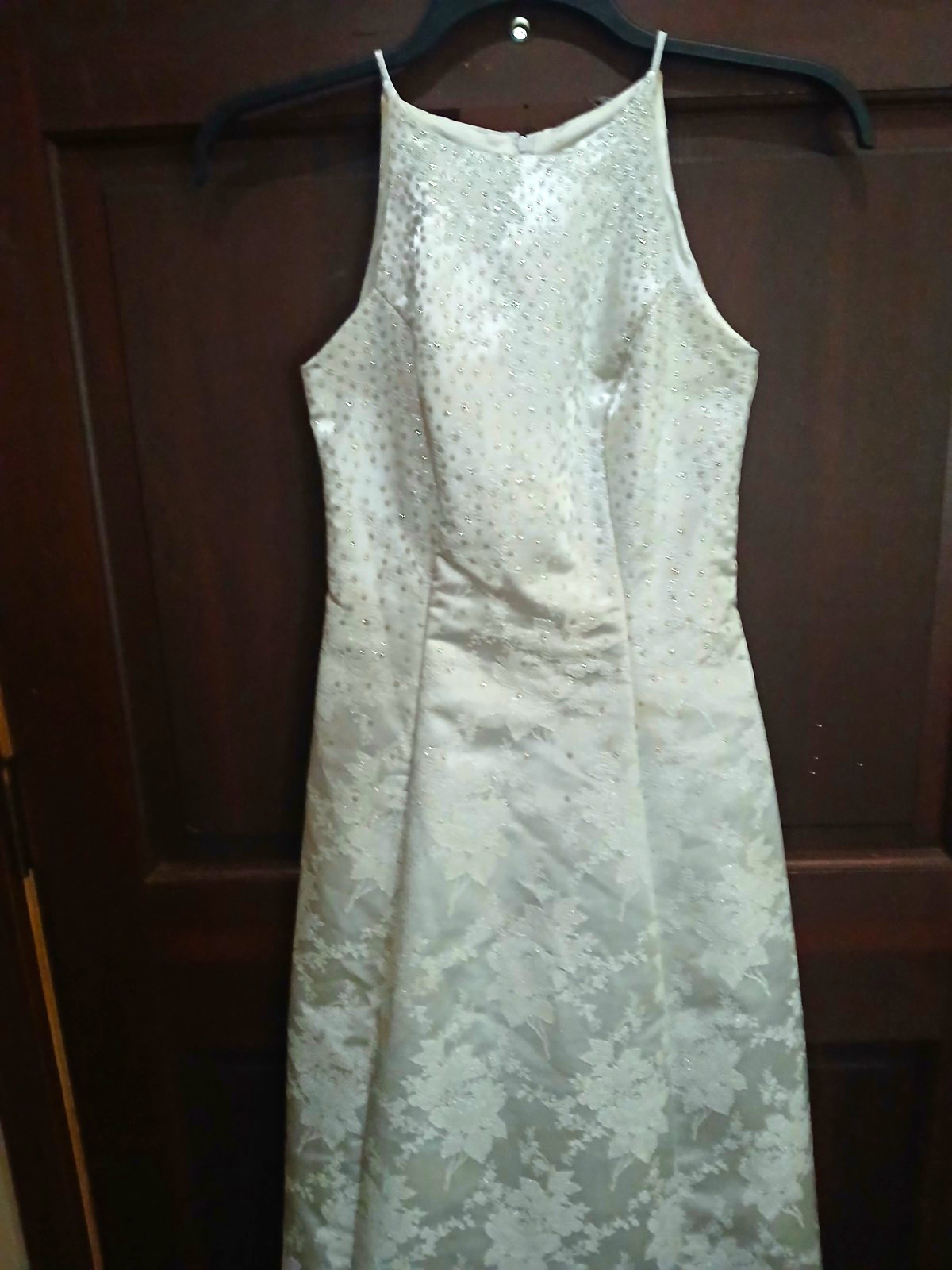 Jump Apparel Co White Halter Neck Sleeveless A-Line Lace Beaded Dress 3/4