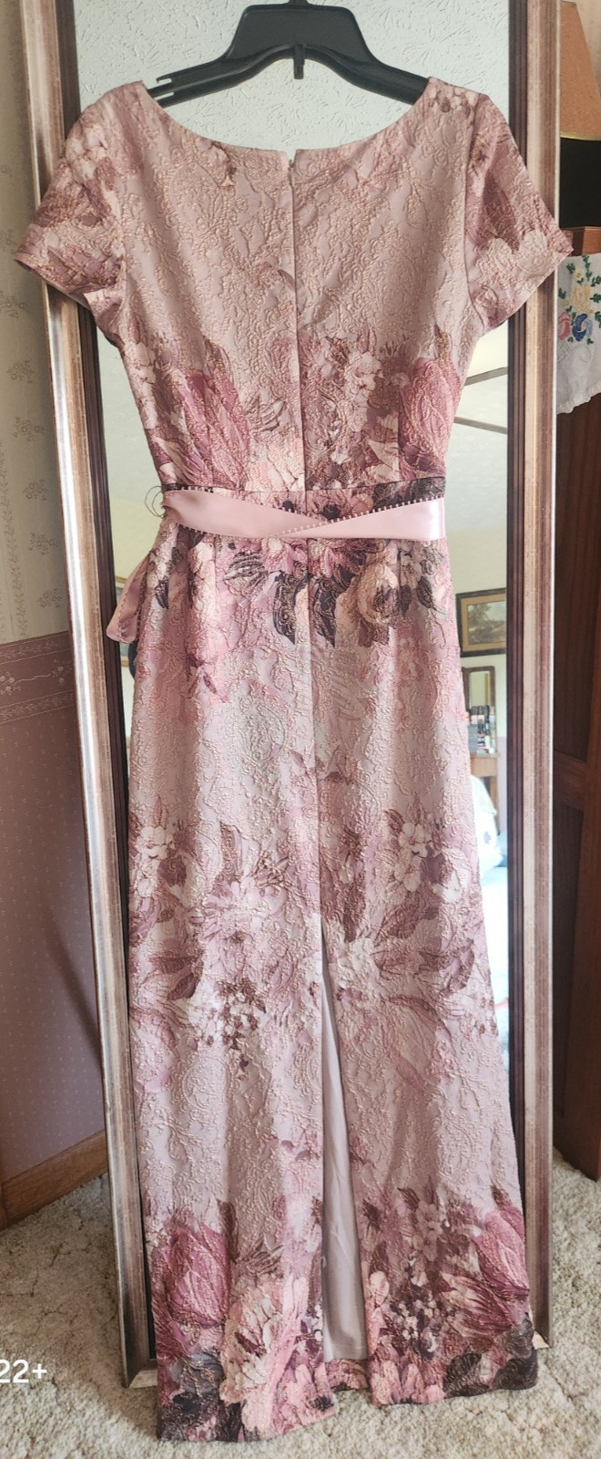 Adrianna Papell Melinda Dress Painted Floral Pattern Sz 8 Wedding Formal