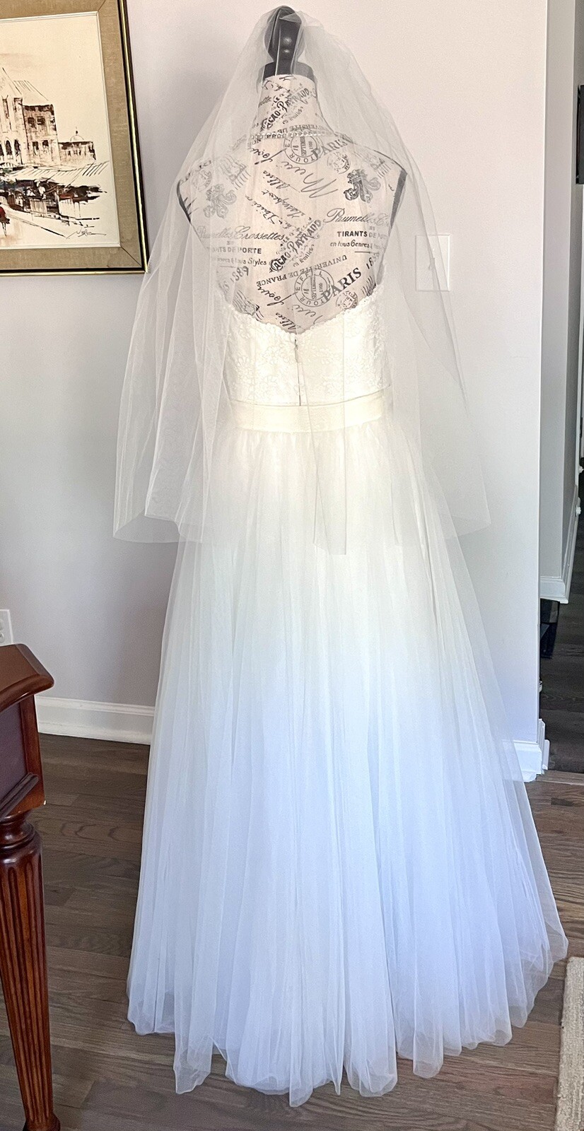 Wtoo by Watters Wedding Dress 2 In 1 Lined Tule Skirt &Lace Dress Bridal Size 12