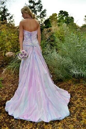 Bohemian Beach Wedding Dress Silk Pink blush White purple 6 8 10 corset med larg