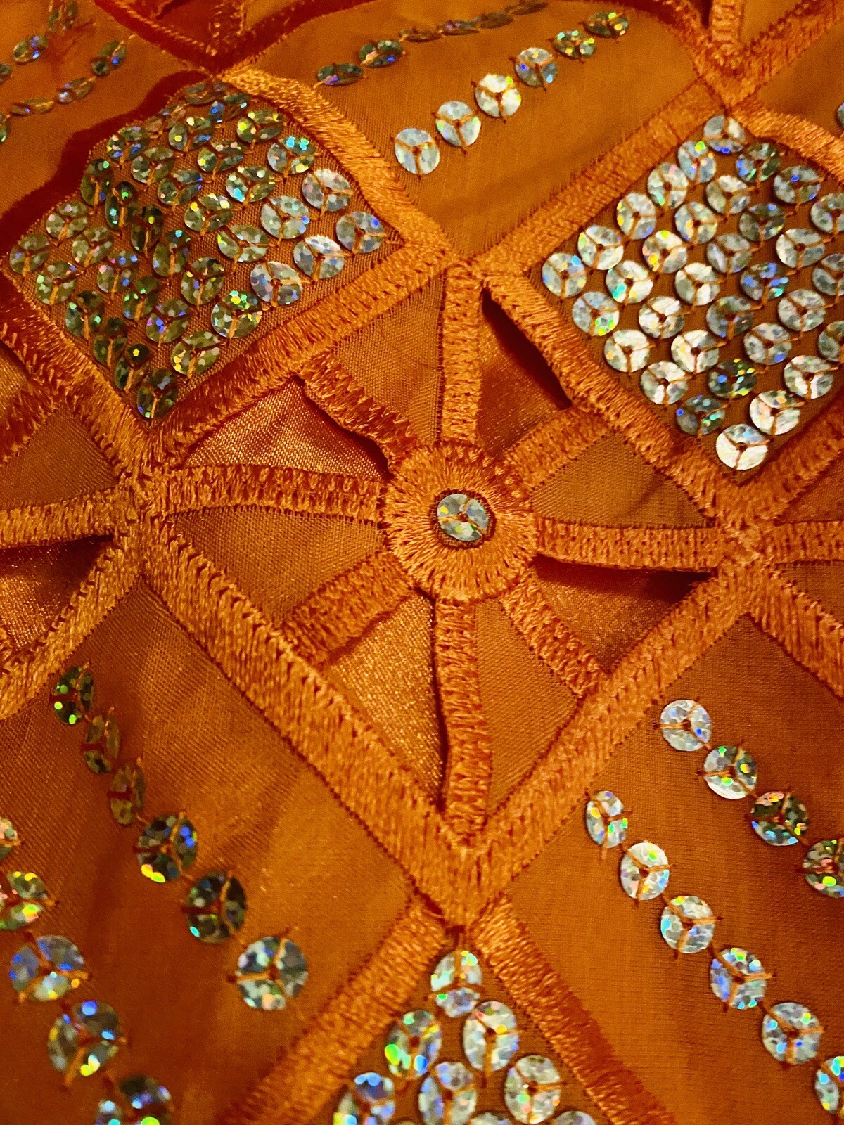 Handmade Orange Sequin Off The Shoulder Cocktail Small New No Tags See Measures